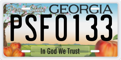 GA license plate PSF0133