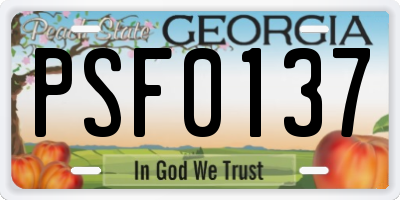 GA license plate PSF0137
