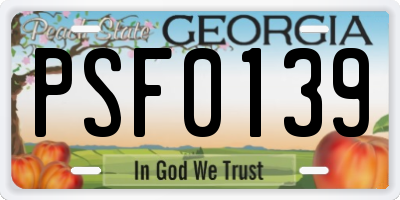 GA license plate PSF0139
