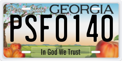 GA license plate PSF0140