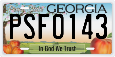 GA license plate PSF0143