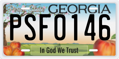 GA license plate PSF0146