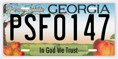 GA license plate PSF0147