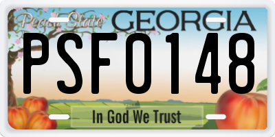 GA license plate PSF0148