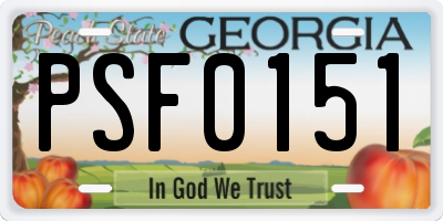GA license plate PSF0151