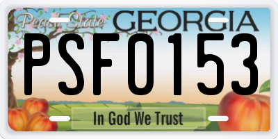 GA license plate PSF0153