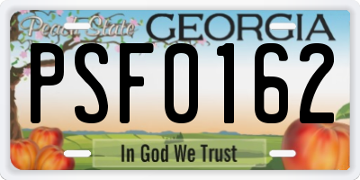 GA license plate PSF0162