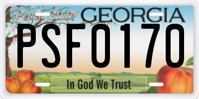 GA license plate PSF0170