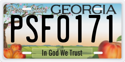 GA license plate PSF0171