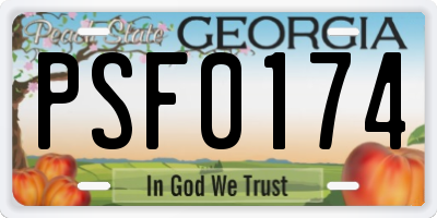GA license plate PSF0174