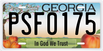GA license plate PSF0175