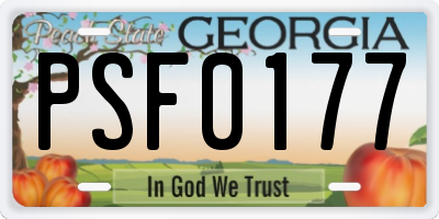 GA license plate PSF0177