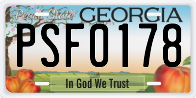 GA license plate PSF0178