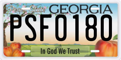 GA license plate PSF0180