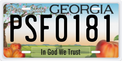 GA license plate PSF0181