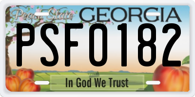 GA license plate PSF0182