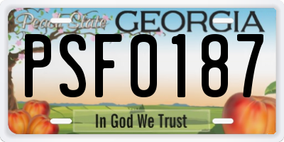 GA license plate PSF0187