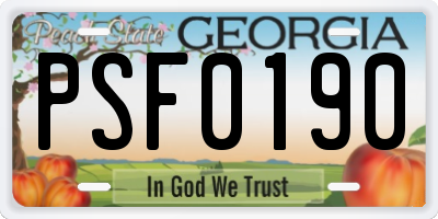 GA license plate PSF0190