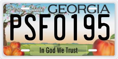 GA license plate PSF0195