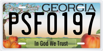 GA license plate PSF0197