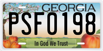 GA license plate PSF0198