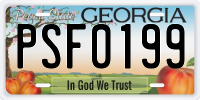 GA license plate PSF0199