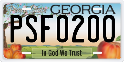 GA license plate PSF0200
