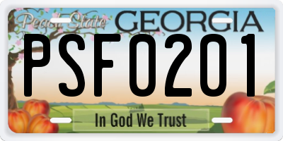 GA license plate PSF0201