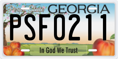 GA license plate PSF0211