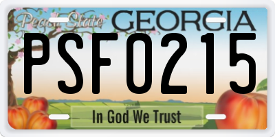 GA license plate PSF0215