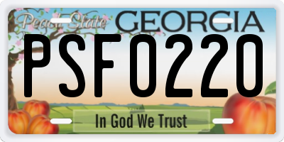 GA license plate PSF0220