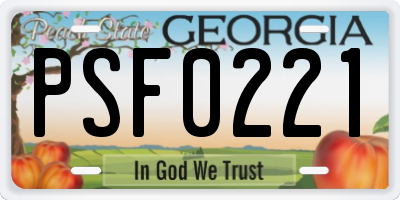 GA license plate PSF0221