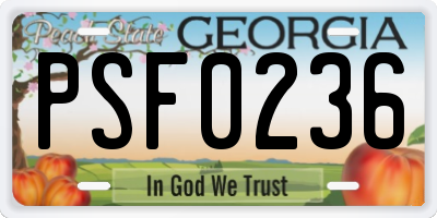GA license plate PSF0236
