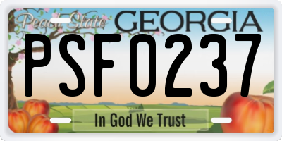 GA license plate PSF0237