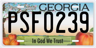 GA license plate PSF0239