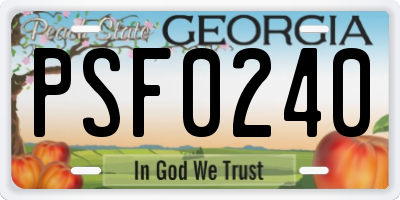 GA license plate PSF0240