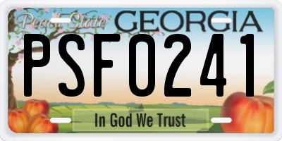 GA license plate PSF0241