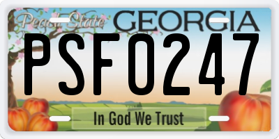 GA license plate PSF0247