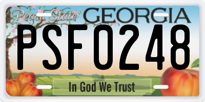 GA license plate PSF0248