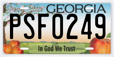 GA license plate PSF0249