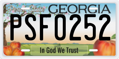 GA license plate PSF0252