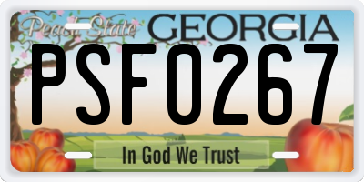 GA license plate PSF0267