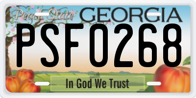GA license plate PSF0268