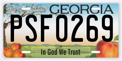 GA license plate PSF0269