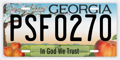 GA license plate PSF0270