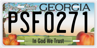 GA license plate PSF0271