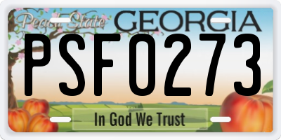 GA license plate PSF0273