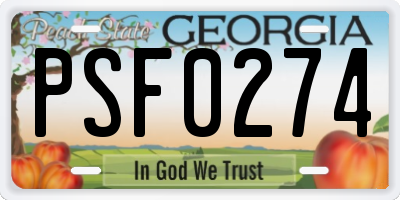 GA license plate PSF0274