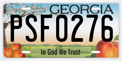GA license plate PSF0276
