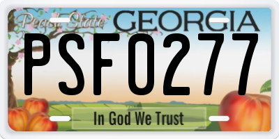 GA license plate PSF0277